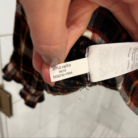 Madewell Gwen Plaid Ruffle Sleeve V-Neck Blouse Faded Rust M NWOT - Picture 13 of 13